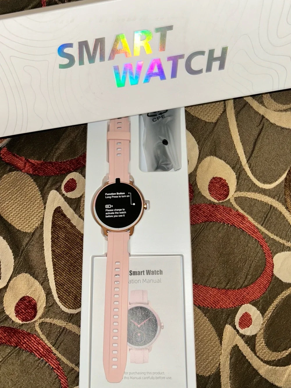 Pink Smartwatch with Silicone Band - Rose Gold Case